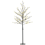 Árvore Cerejeira com 150 Luzes LED IP44 Branco Quente Árvore Decorativa com Ramos Flexíveis para Interior 17x17x150cm Preto