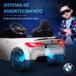 Carro Elétrico para Crianças BMW M4 12V com Controlo Remoto Faróis Buzina Música e Velocidade 3 - 5 km/h 108x69,5x51 cm Branco