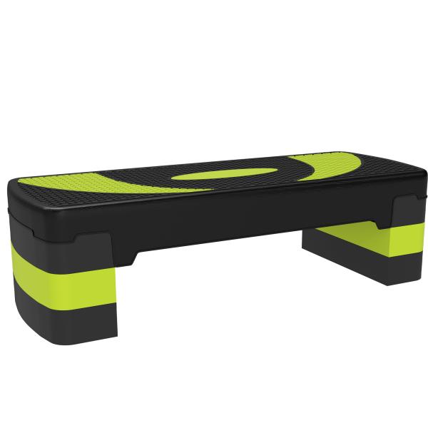 Step para Exercício Aeróbico Plataforma Step com Altura Ajustável em 3 Níveis 80x31x10 - 20 cm Verde e Preto
