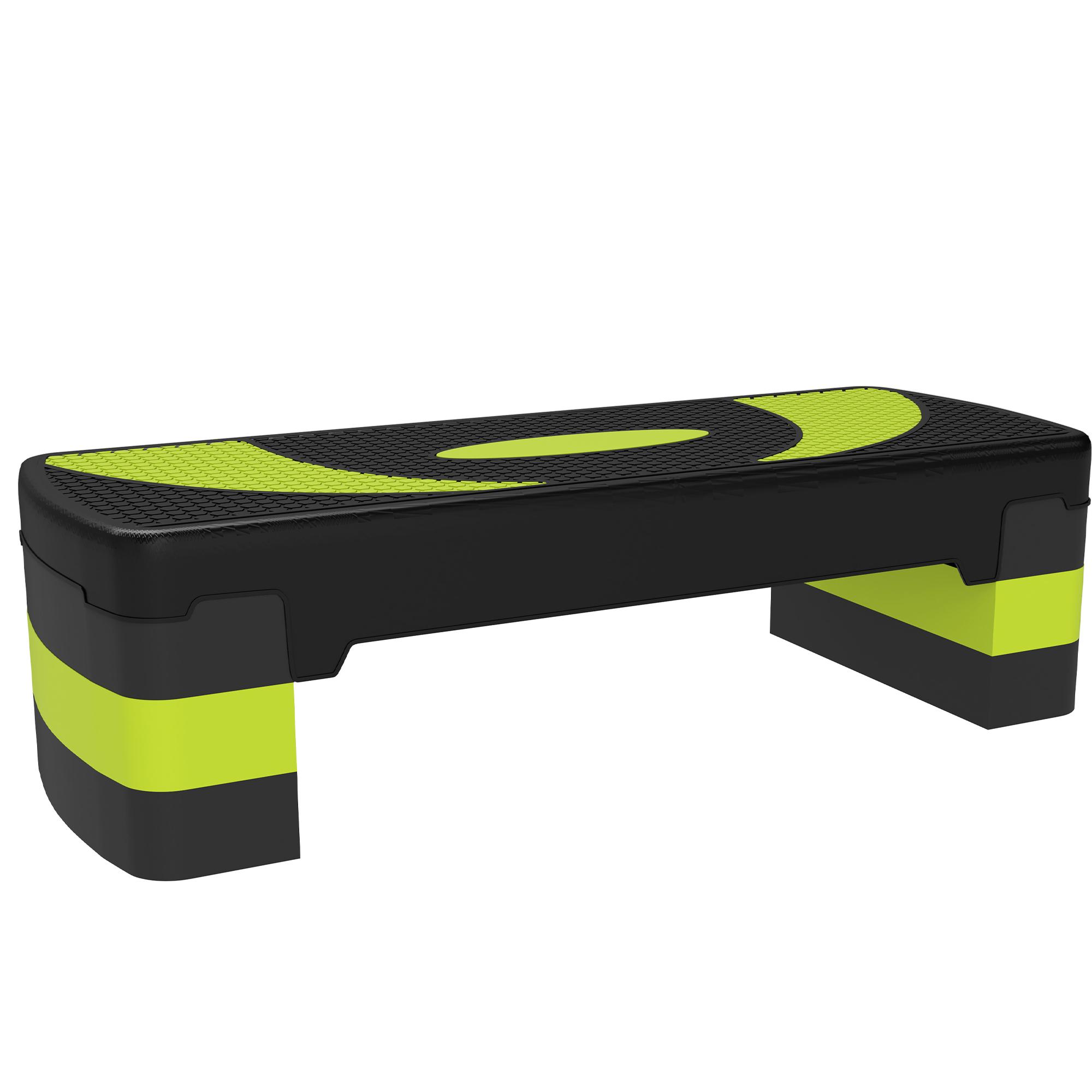 Step para Exercício Aeróbico Plataforma Step com Altura Ajustável em 3 Níveis 80x31x10 - 20 cm Verde e Preto