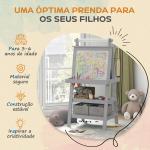 Cavalete de Pintura Infantil 3 em 1 Quadro Dupla Face com Rolo de Papel e Cestos de Arrumação Cinzento