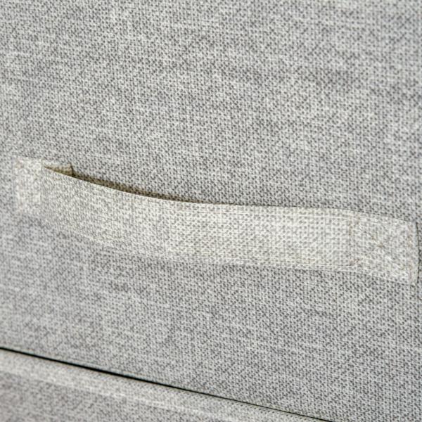 Mesa de Cabeceira com 3 Gavetas de Tecido para Dormitório Sala de Estar Corredor 45x30x71 cm Cinza e Branco
