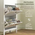 Sapateira para Entrada com 3 Gavetas Prateleiras Ajustáveis e Puxadores em PU para 21 Pares de Sapatos 80x24x131 cm Branco