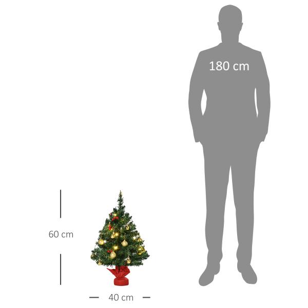 Mini Árvore de Natal 60cm Artificial com Suporte Metálico 73 Ramos PVC Ø40x60cm Verde