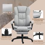 Cadeira de Escritório com Altura Ajustável 6 Pontos de Massagem e Apoio para os Pés Retrátil 68,5x68,5x113 - 121 cm Cinza