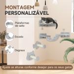 Conjunto de Prateleiras de Escalada para Gatos de 4 Peças com 2 Postes de Sisal e Plataforma para Saltar Cinzento