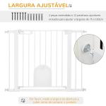 Barreira de Segurança de Cães Animais de Estimação para Escadas e Portas 75 - 103cm com 2 Extensões Fechamento Automático e Sistema de Duplo Bloqueio Aço Branco