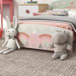 Cama para Crianças de Madeira com Barreira de Proteção e Estampados Carga Máx. 40 kg 143x77x60 cm Rosa