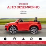 Carro Elétrico Audi TT para Crianças acima de 3 Anos com Controlo Remoto Música e Luzes Bateria 12V 102x60x44 cm Vermelho