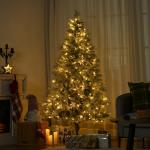 Árvore de Natal Artificial Nevada 180 cm com 300 Luzes LED 577 Ramos e Base Dobrável Verde