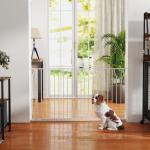 Barreira de Segurança para Cães Extensível para Escadas e Portas 75 - 145cm com 3 Extensões Altura 76cm Branco