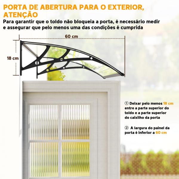Cobertura para Portas e Janelas 110x60 cm com Painéis de Policarbonato e Barra de Alumínio Transparente