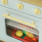 Cozinha de Madeira para Crianças acima de 3 Anos Cozinha de Brincar Infantil com Som Fogão Lavatório Micro - Ondas e Acessórios Azul