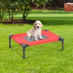 Cama para Animais de Estimação Cama Elevada para Cães Gatos Portátil Tecido Transpirável para Exterior Interior 64x46x18cm Vermelho