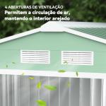 Abrigo de Jardim 213x130x185cm Abrigo de Jardim Metálico de Exterior com 2 Portas Deslizantes e 4 Janelas Verde Claro