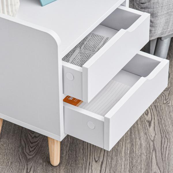 Mesa de cabeceira polivalente com 2 gavetas espaçosas 33x28x42 cm