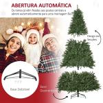 Árvore de Natal Artificial 210 cm com 700 LED Branco Quente, 2154 Pontas e Base Metálica Dobrável - Verde