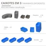 Prateleira de Parede Organizador de Ferramentas Prateleiras de Armazenamento com 28 Caixas ​54x95 cm Cinza e Azul