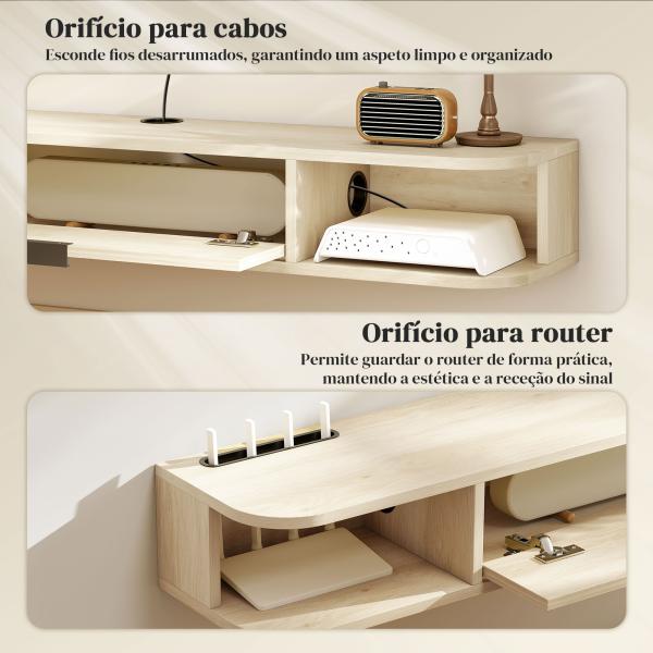 Móvel de TV Suspenso com Orifício para Cabos Estilo Moderno para Televisão 50 Polegadas 120x24x16 cm Madeira