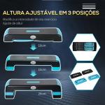 Plataforma Step Fitness com Altura Ajustável de 10/15/20 cm Plataforma de Exercício 78x28x20 cm Azul e Preto