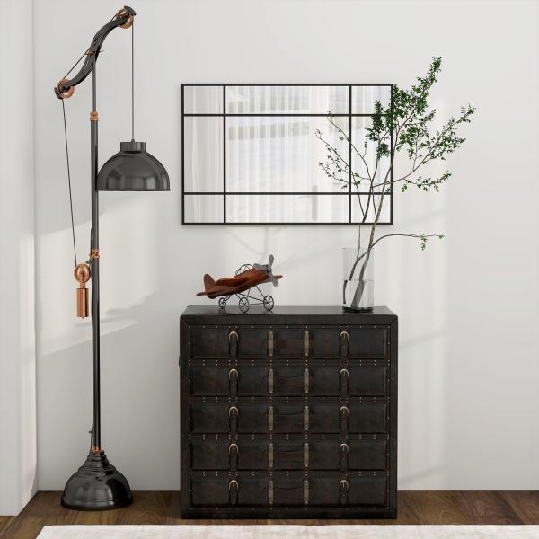 Espelho de Parede Retangular 90x60 cm com Moldura de Metal Espelho Decorativo para Sala Quarto Entrada Preto