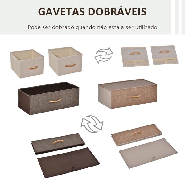 Cómoda de Tecido com 4 Cestos Removíveis e Dobráveis Base Elevada Móvel de Armazenamento 58x29x78,5 cm Multicor