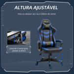Cadeira Gaming Cadeira de Escritório Ergonómica com Altura Regulável Basculante Apoio de Cabeça 61x70x121 - 129 cm Azul
