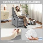 Poltrona Relax com Aquecimento Lombar e Massagem por Vibração Reclinável Função de Memória 82x99x106 cm Cinzento