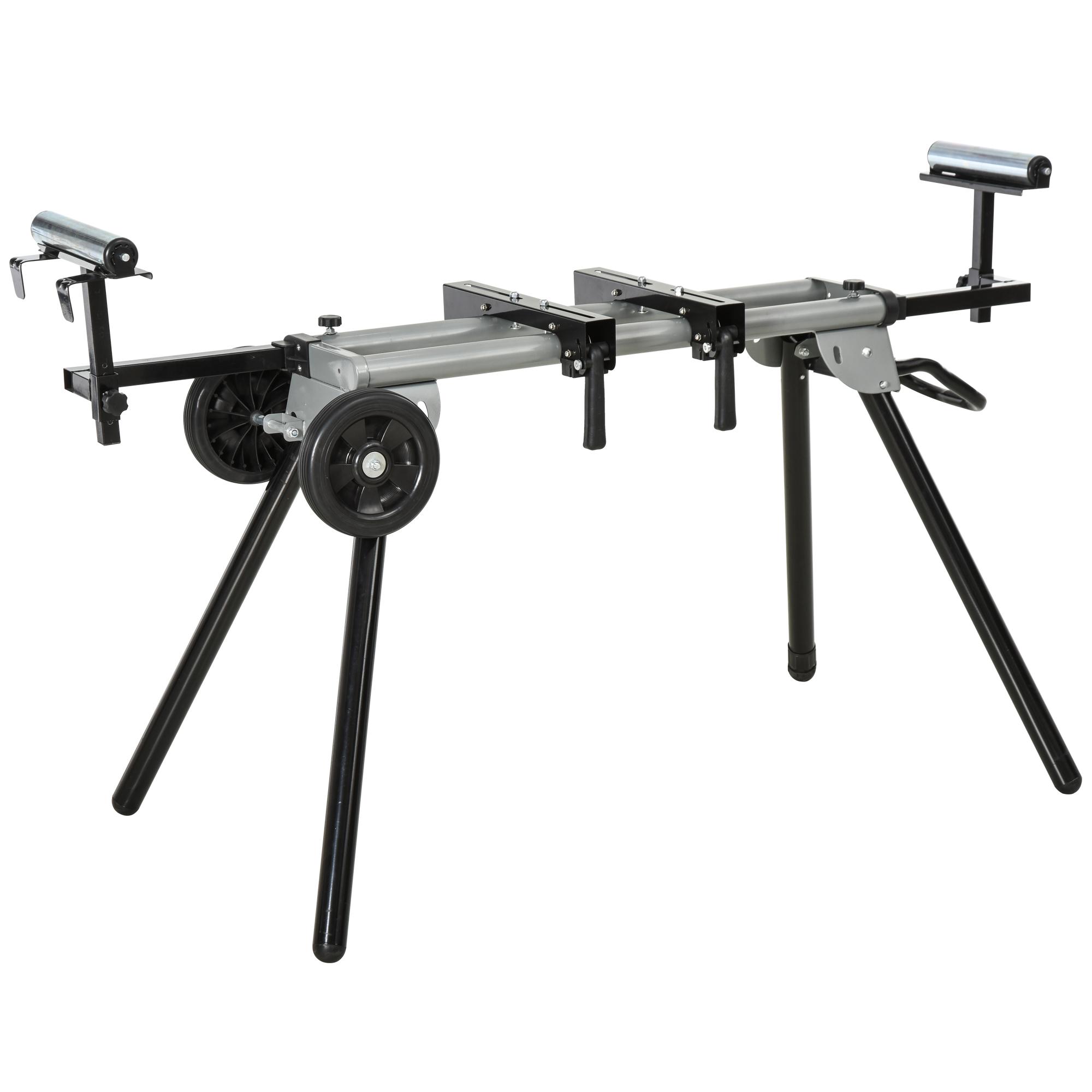 Suporte universal para serra de esquadria dobrável com distância de trabalho ajustável 123,5 - 245x73x96 cm Preto