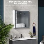 Armário de Casa de Banho com Espelho 2 Portas e Prateleiras Ajustáveis 69x17x75,5 cm Branco e Cinza