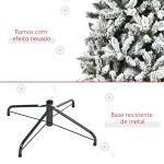 Árvore de Natal Artificial 225 cm com Neve Ignífugo com 1300 Ramos Folhas de PVC Base Dobrável Verde