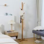 Cabide de Pé em Bambu com 8 Ganchos para Pendurar Bolsas e Chapéus no Corredor Entrada Quarto 49,5x49,5x178 cm Madeira