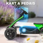 Kart Pedais Kart com Rodas Antiderrapantes de EVA Estrutura Metálica Carga 30 kg para Crianças de 2 - 5 Anos 85,5x49x57 cm Verde
