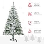Árvore de Natal Artificial 150 cm com Neve Ignífugo com 358 Ramos Folhas de PVC Abertura Automática Base Dobrável Verde