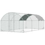 Galinheiro para Exterior Grande com Teto de Tecido Oxford e Fechadura para 12 - 18 Galinhas 5,7x2,8x1,97cm Prata
