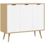 Aparador de Cozinha Moderno com Prateleiras Ajustáveis 2 Armários e Anti - Tombo 91,5x35x77,4 cm Branco e Madeira