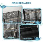 Gaiola para Pássaros 61x36,5x98 cm com Portas Poleiros Bandeja Removível e Alças para Canários Periquitos Preto