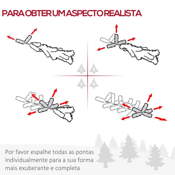 Árvore de Natal Artificial 180cm Ignífugo com 390 Pontas de Ramo PVC Decoração de Natal para Interiores Fácil de Montar Verde