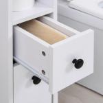 Armário de Casa de Banho Móvel Auxiliar para Espaço Reduzido com Rodas Prateleiras Abertas Armário e Gaveta 18x30x68,5cm Branco