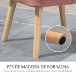 Poltrona Moderna Poltrona de Leitura Estofada em Veludo com Assento Amplo Pés em Madeira 67x61,5x71 cm Rosa