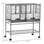 Gaiola de pássaro pequeno com 2 bandejas 4 alimentadores 4 poleiros 95x45,5x102 cm