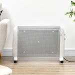 Aquecedor Elétrico 1000W/2000W Aquecedor de Mica com 2 Níveis de Potência e Termostato Regulável 79x27x54 cm Branco