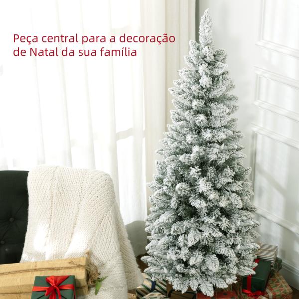 Árvore de Natal Artificial Coberta de Neve 150 cm com 317 Ramos e Suporte de Metal Árvore Natalícia para Sala Interior Verde