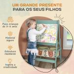 Cavalete para Crianças 3 em 1 Cavalete de Arte com Rolo de Papel Quadro e 2 Cestas de Armazenamento 54x46,5x93 cm Verde