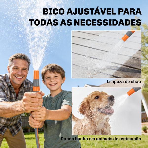 Carretel de Mangueira para Jardim 20+1,6 m com Bocal de 2 Modos Bloqueio Automático e Retracção Orientável 180° Laranja