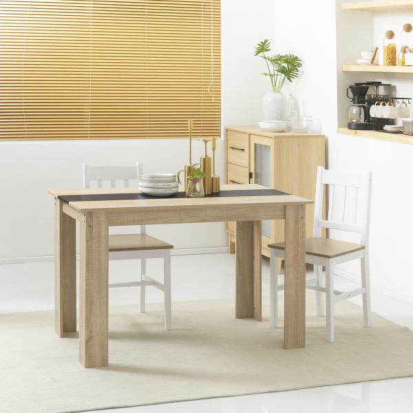 Mesa de Sala de Jantar para 4 - 6 Pessoas Estilo Moderno com Bancada de Melamina de Madeira Carga 50 kg 120x69x75 cm Madeira e Preto