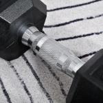 Conjunto de Halteres 20 kg com Barra Metálica e Cabeça Hexagonal Conjunto de Pesos para Treino 31x13,5 cm Preto e Prata