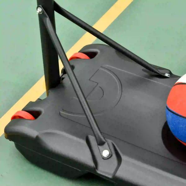 Tabela de Basquetebol Ajustável de 160 - 210cm Aro de Basquetebol com Suporte de Aço Base Recarregável 2 Rodas para Crianças e Adultos 75x83x261cm Vermelho e Preto
