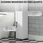 Coluna Casa de Banho com Compartimento Aberto Prateleiras Ajustáveis e Suporte para Papel Higiênico 20x20x185 cm Branco
