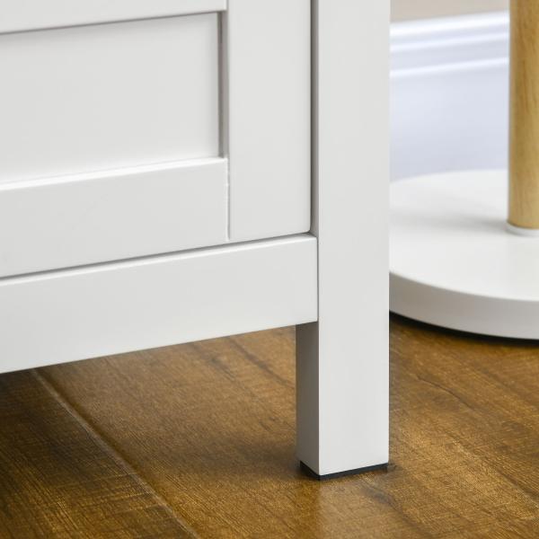 Aparador para Sala de Estar com 2 Portas de Vidro 3 Gavetas e Prateleira Ajustável para Cozinha Sala de Jantar 120x40x70 cm Branco e Madeira